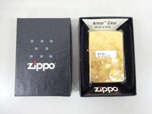 新品 未使用品 2021年製 ZIPPO ジッポ Armor アーマー 金 チタン コーティング 両面加工 ゴールド ライター USA
