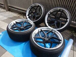 ◆ 美品　T＆T FORGED　97-6 鍛造 ホイール アルミ　22インチ　10.5J　国産 114.3 ピッチ 4本セット バリ山 255/30/22 YOKOHAMA 