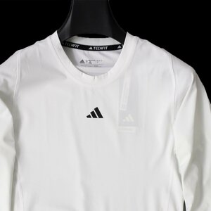 新品 adidas アディダス テックフィット 長袖 Tシャツ XL 黒 トップス ロングスリーブ ロンT ゴルフ スポーツ ウェア ホワイト ◆CC2281B
