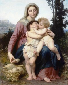 油絵 ウイリアム・ブーグローの名作「聖家族」 MA1387