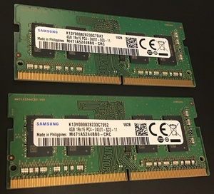 中古/メモリ4GB/PC4-2400T-SC0-11/M471A5244BB0-CRC/2枚セット/動作未確認