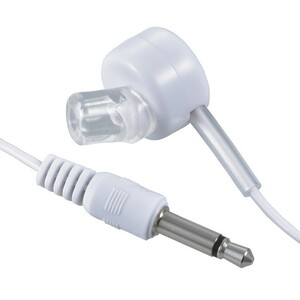 AudioComm 片耳モノラルイヤホン φ3.5ミニプラグ 5m ホワイト_EAR-B355-W 03-3170 オーム電機