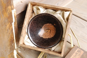 中国南宋時代 吉州窯 木の葉天目茶碗 盃 杯 陶磁器 陶器 未研磨