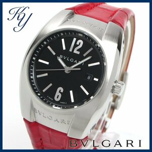 1円～ 3ヶ月保証付き 磨き済み 美品 本物 定番 人気 BVLGARI ブルガリ エルゴン EG30S 革ベルト ブラック レディース 時計