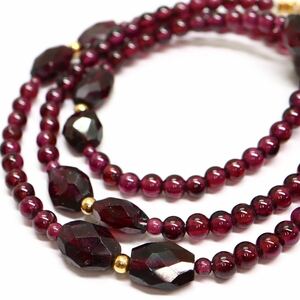 《K18 天然ガーネットネックレス》M 約11.9g 約41cm garnet necklace ジュエリー jewelry DE0 ☆