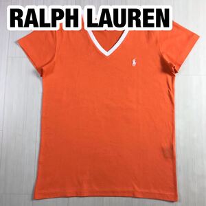 RALPH LAUREN SPORT ラルフローレン スポーツ 半袖Tシャツ S オレンジ Vネック 刺繍ポニー