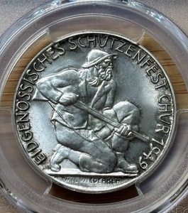 1949-B年 PCGS MS67 スイス カントン グラウビュンデン クール 射撃祭メダル Switzerland Shooting Festival