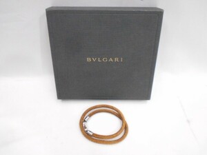 84 送60サ 0523$D18 BVLGARI ブルガリ レザーブレスレット バングル 中古品