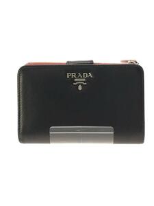 PRADA◆プラダ/2つ折り財布/ブラック/BLK/無地/レディース