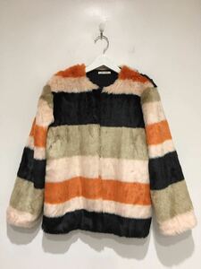 ★美品　ZARA　ザラ　希少　フェイクファー　ファーコート　ファージャケット　マルチカラー　ピンク　ブラック　ベージュ　オレンジ　Ｍ 