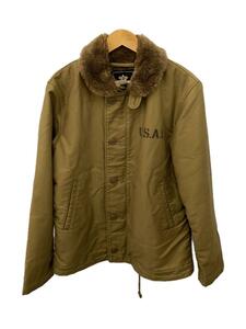 ALPHA INDUSTRIES◆ミリタリージャケット/N-1デッキジャケット/XL/コットン/KHK/アニマル/20521-314