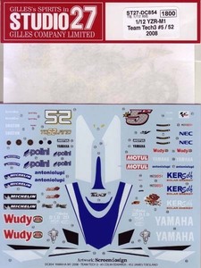 【STUDIO27】1/12 YZR M1 Tech 3 2008 #5 /#52 デカール