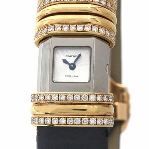 [3年保証] カルティエ レディース デクラレーション WT000150 シルバー文字盤 K18YG ダイヤモンド クオーツ 腕時計 中古 送料無料