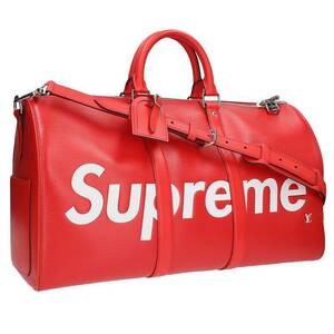 シュプリーム ルイヴィトン SUPREME LOUISVUITTON 17AW サイズ:45 エピレザーキーポルバンドリエールボストンバッグ 中古 SB01