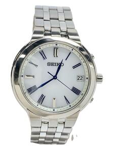 SEIKO◆ソーラー腕時計/アナログ/ステンレス/WHT/SLV/SS/7B24-0BS0//