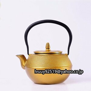 小粒 ローズゴールド茶道具 銑鉄 未塗装鉄器 提梁壺 大容量 ティーポット純粋な手水を沸かして茶を煮る茶具