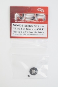 新品 NSR 1/32 Anglew 32t gear for 2mm dia AXLE Plastic no-friction dia 16mm アングルワインダー ギア 2006632 スロットカー