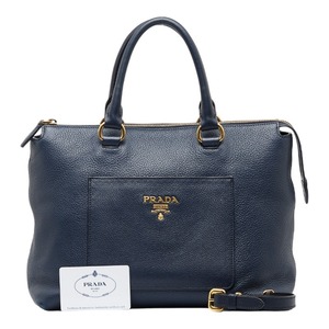 プラダ ハンドバッグ ショルダーバッグ 2WAY 1BA063 ネイビー ゴールド レザー レディース PRADA 【中古】