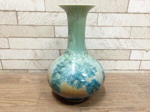 美術品欧風アート 花瓶 フラワーベース 置物 華道具 インテリア 陶器 花器 生け花 グリーン 高さ30cm イサクイサクソン風