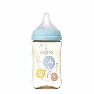 ピジョン 母乳実感 哺乳びん Flower フラワー 240ml 3か月~ PPSU製 水色