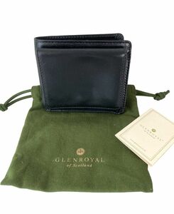美品 GLENROYAL グレンロイヤル 二つ折り財布 ブライドルレザー 黒 ブラック