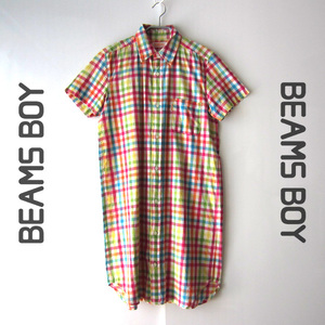 美品　BEAMS BOY／ビームスボーイ★　チェック柄　コットン　シャツワンピース