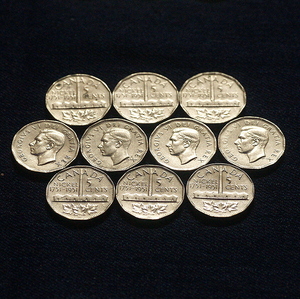 ★1951年 x10枚★カナダ,ニッケル発見200周年記念5セント硬貨 21.23mm