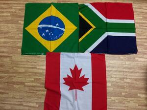 国旗 ブラジル　南アフリカ カナダバンダナ３枚セット インテリア 匿名配送