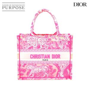 新品同様 クリスチャン ディオール Christian Dior ブック トート スモール バッグ キャンバス ピンク ホワイト Book Tote Small 90231933