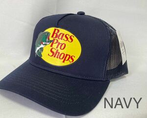 バスプロショップス メッシュキャップ ネイビー 釣り Bass Pro Shops Fishing Trucker Cap Mesh Cap Adjustable SnapBack