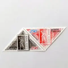 外国切手　切手の中の切手　韓国　切手趣味週間　2種連刷