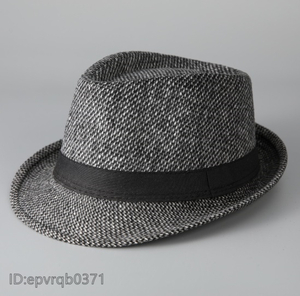 ソフト帽※新品 メンズキャップ ジャズハット 紳士 帽子 中折れハット フリーサイズ 56-58センチ アウトドア/グレー