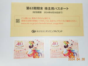 東京ディズニーリゾート 株主優待パスポート ２枚組 有効期限2024年6月30日　②