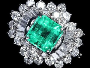 GL11047S【1円～】新品【RK宝石】≪Emerald≫ 豪華絢爛!! 極上エメラルド 大粒1.3ct 極上ダイヤモンド 総計0.93ct Pt900 高級リング ダイヤ