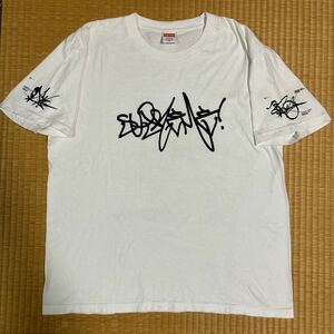 Supreme x ラメルジー コラボ 袖&バクプリ入り タギング ロゴ Tシャツ 白M レア Tee ヒップホップ グラフティー box logo