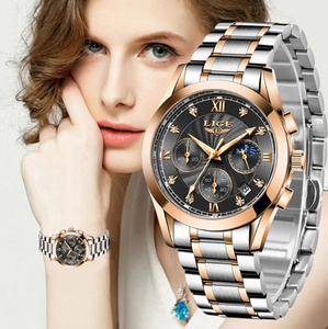 Lige 女性 スチール 革 ブレスレット クリエイティブ 耐水性 腕時計