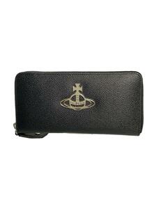 Vivienne Westwood◆ANNIE ZIP ROUND WALLET オーブ 長財布/レザー/BLK/レディース