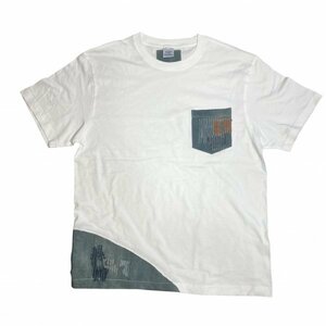 藍染襤褸リメイク ポケット T-shirts L WHITE ビンテージ 古布