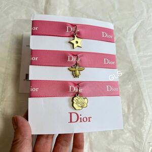 激レア 未使用本物 christian dior リボンブレスレット セット ピンク スター bee ミツバチ 蜂 バラ チャーム ノベルティ