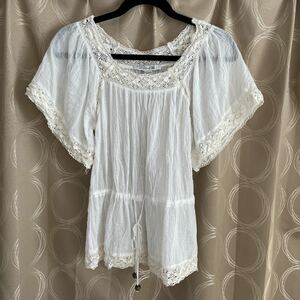 210530 (送料込¥244) forever21 コットンレースブラウス サイズS