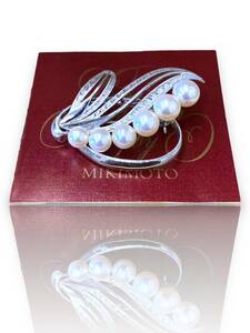 MIKIMOTO ミキモト アコヤ真珠 Pearl パール K14WG 6ポイント Aurora オーロラ Broach ブローチ Jewelry ジュエリー ケース付き