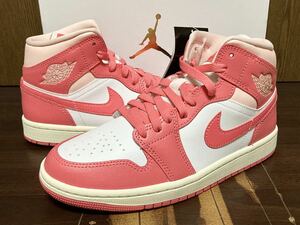 23年 NIKE WMNS AIR JORDAN 1 MID ナイキ ウィメンズ エアジョーダン ミッド AJ1【BQ6472-186】ピンク ストロベリー クリーム PINK US8.5