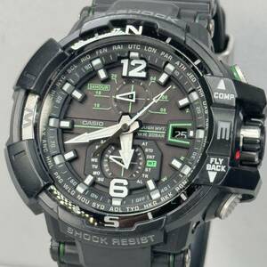 極美品 G-SHOCK GW-A1100-1A3JF グラビティマスター タフソーラー 電波受信 電波ソーラー マルチバンド6 方位計搭載 ブラック グリーン