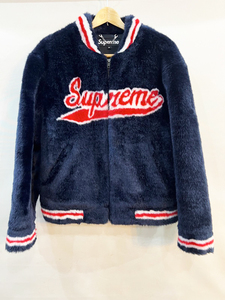 Q25★Supreme/シュプリーム 20SS Faux Fur Varsity Jacket フェイクファーバーシティジャケット スタジャン ネイビー メンズ Mサイズ ★