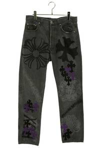 クロムハーツ Chrome Hearts STENCIL DENIM ステンシル サイズ:30インチ ペイントデザインクロスパッチ付きデニムパンツ 中古 OS06