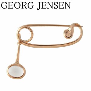 【１円スタート】ジョージジェンセン ムーンストーン ブローチ #1425 トゥールン 750YG 新品仕上げ済 TORUN DENMARK GEORG JENSEN【16126】