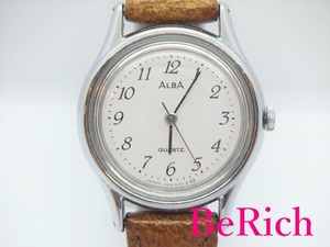 セイコー SEIKO アルバ ALBA レディース 腕時計 V515-6090 白 ホワイト 文字盤 SS レザー クォーツ ウォッチ 【中古】 ht3927