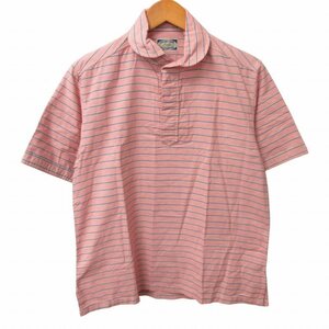 シュガーケーン SUGAR CANE カジュアルシャツ ボーダー柄 半袖 ピンク Sサイズ 0330 ■GY31 メンズ