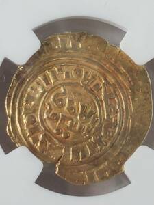 ●コイン● 1150-1260 金貨 エルサレム王国 十字軍 アクレ ベザント MS 61