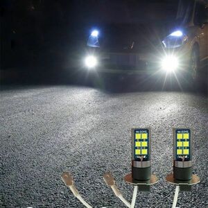 LEDフォグ 12SMD 24V H3 6500K ホワイト トラック 3030SMDチップ LEDフォグランプ LEDバルブ 2個セット WD06